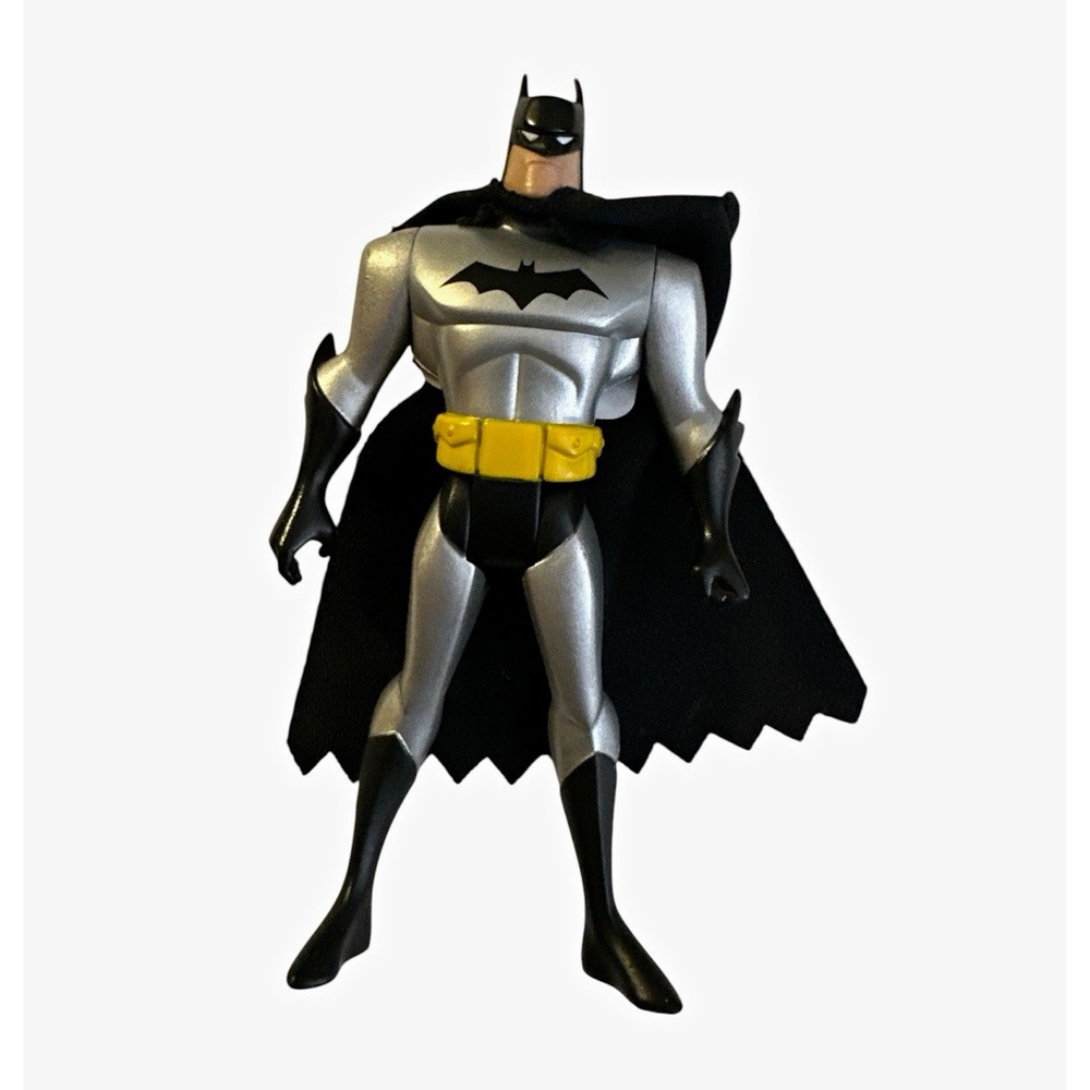 DC Comics Batman Action Figure 5" Silver Black Yellow w/ Cloth Cape